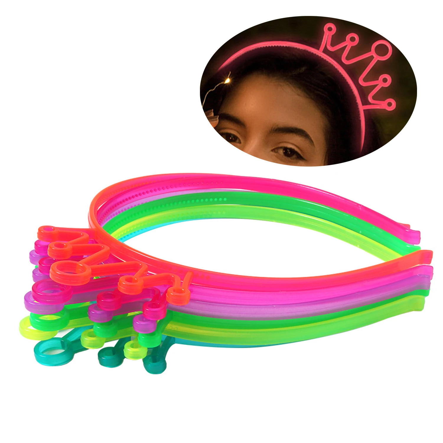 1PCS Glow Party Supplies Luminous Crown Headband Glow in the Dark Girls Birthday Wedding Hair Accessories Fluorescent Hair bands