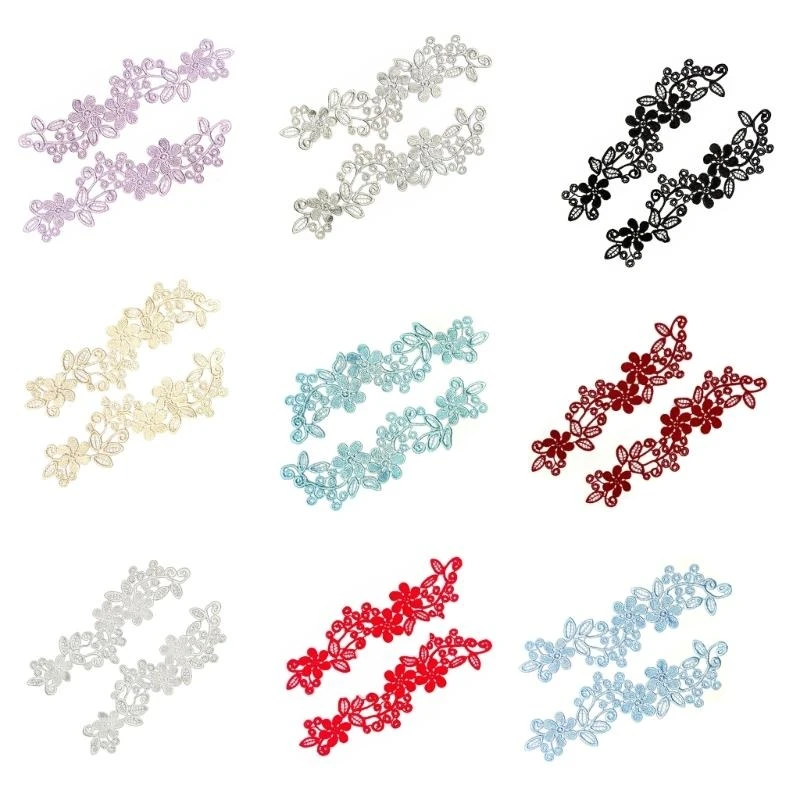 

49MC 2lots Polyester Lace Appliques Clothing Flower Embroidered Sewing Patches for Garment Decoration