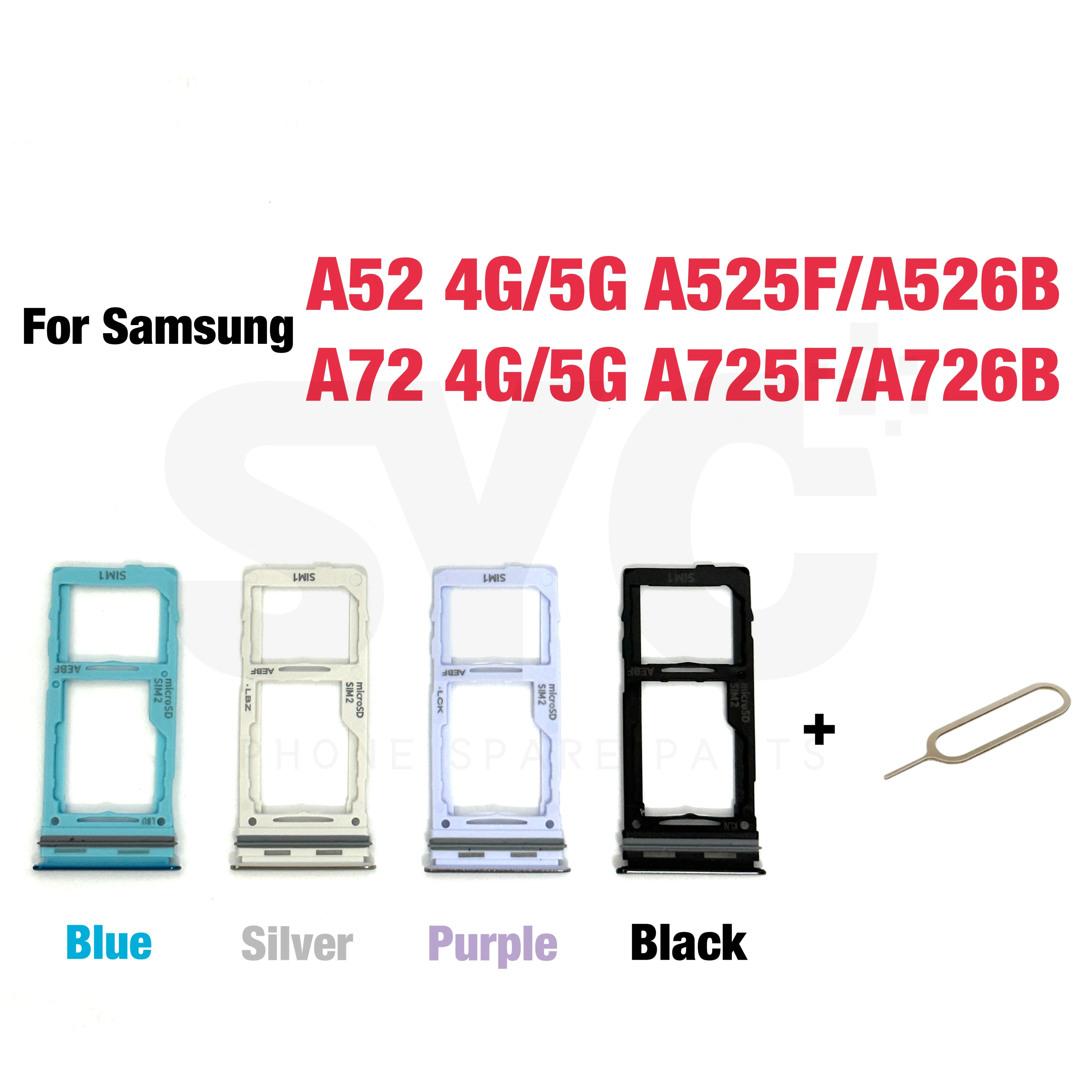 

Phone Sim SD Card Tray For Samsung Galaxy A52 A72 4G 5G A525 A526 A725 A726 New SIM Adapter Chip Holder Slot Drawer Parts + Tool