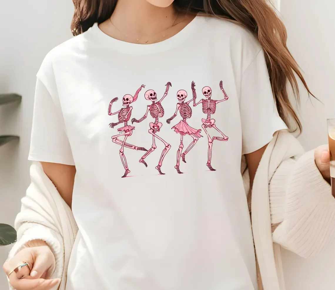 هالوين قميص الحوامل الهيكل العظمي المحملة السيدات تي شيرت عادية قصيرة الأكمام الملابس النسائية تي شيرت
