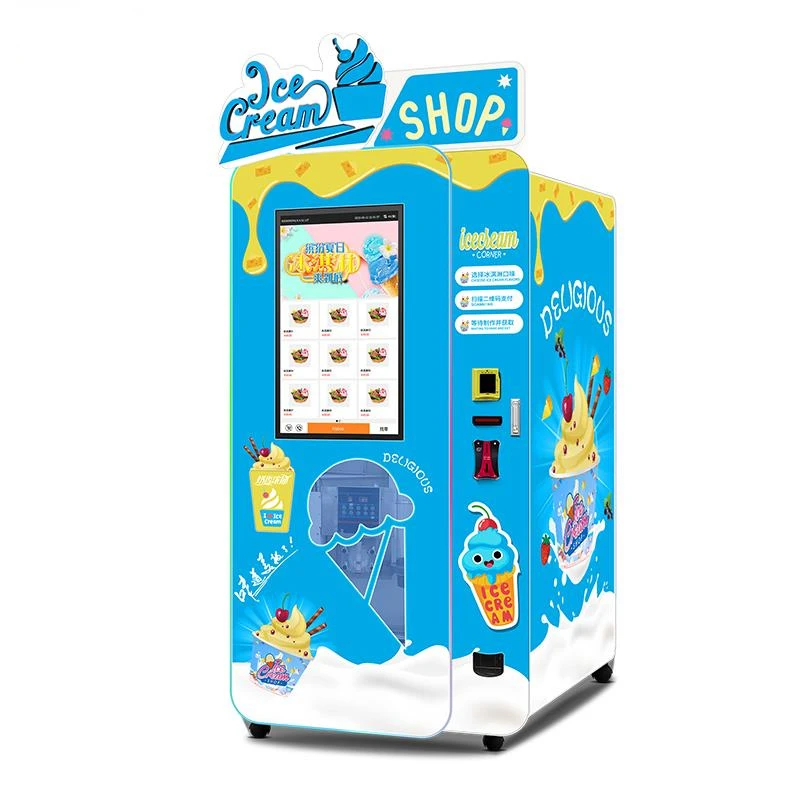 Automated Soft Serve Vending Machine Ice Cream Kiosk Soft Yogurt Vending Machine