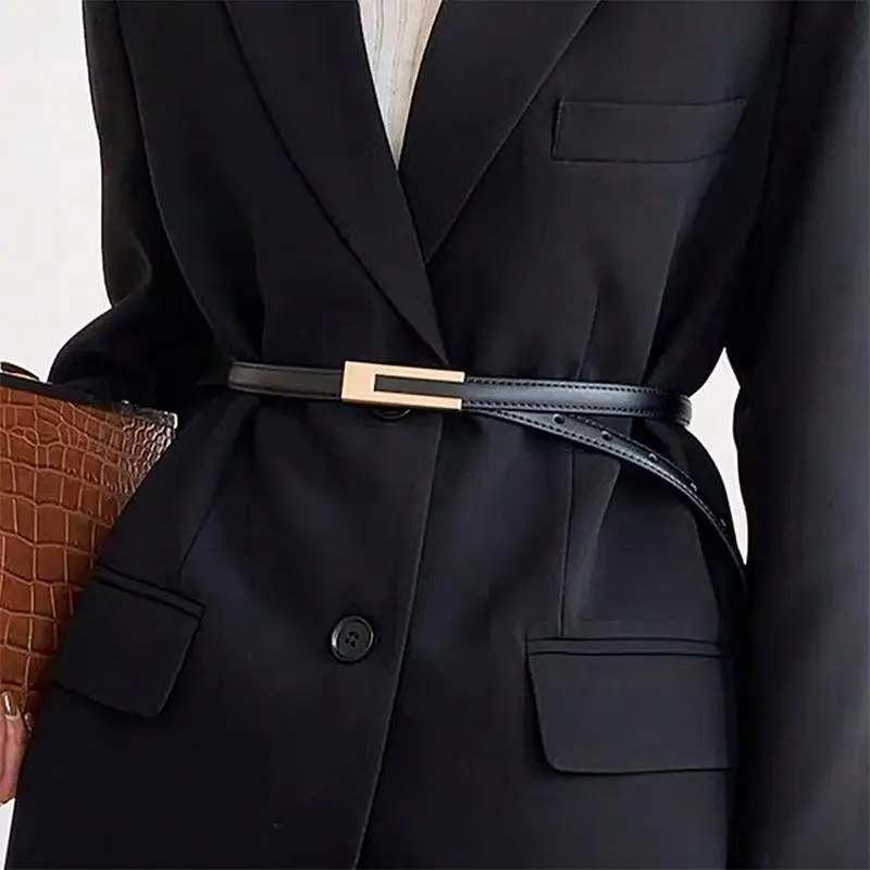 Women Korean Fashionable Thin Waist Strap Metal Accessories Basic Belt Women Casual Porous Adjustable Fashion Belts