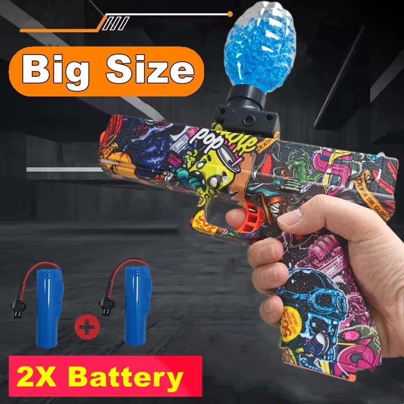 ปืนเจลไฟฟ้า 3.7V แบบอัตโนมัติเต็มรูปแบบ ปืนเจลสำหรับเล่นเกมยิงปืนกลางแจ้งสำหรับเด็กและผู้ปกครอง (ไม่รวมกระสุน)