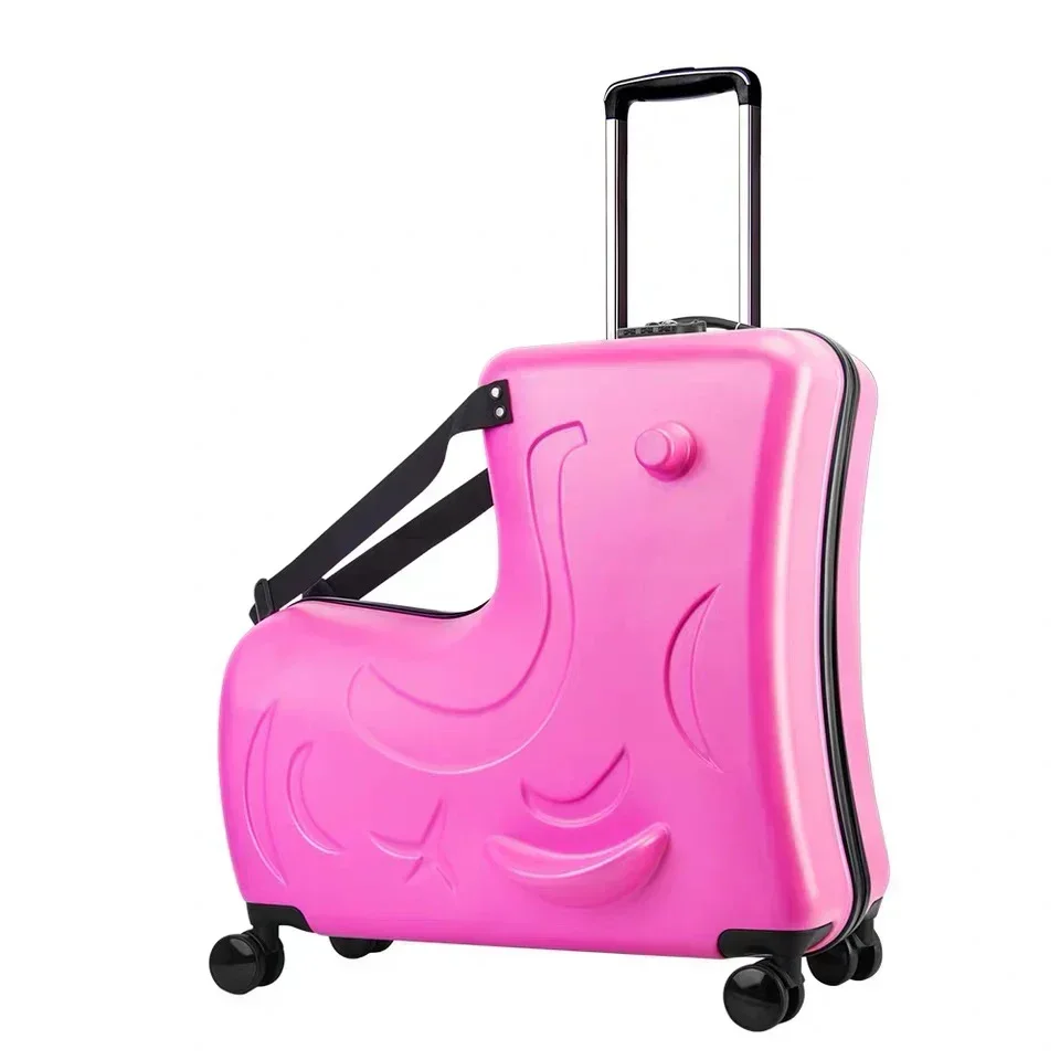 

New Kids Riding Trojanl Luggage Hot Boys Girls Travel Trolley Alloy Children Sitting Rolling Luggage Suitcase Spinner Wheels