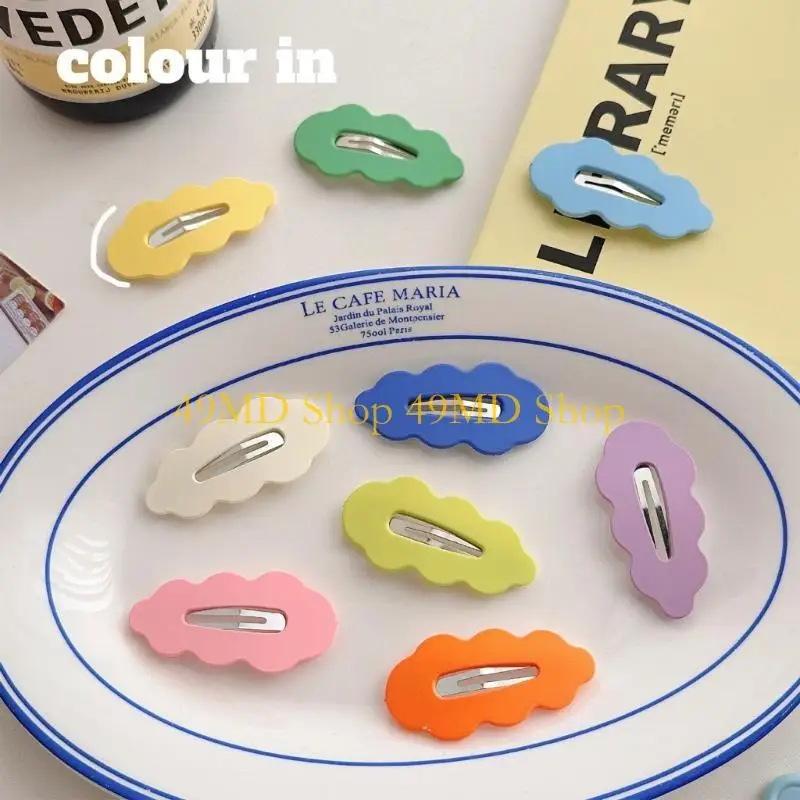 

49MD Простая красочная заколка для волос с милым облаком, детская плоская заколка для волос, повседневная