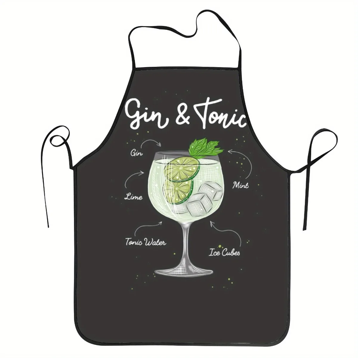 1pc Gin And Tonic Cocktail Recipe Apron - With Gin Measurement Scale - Heavy-Duty Kitchen Apron For Home Bar Parties And Cooking