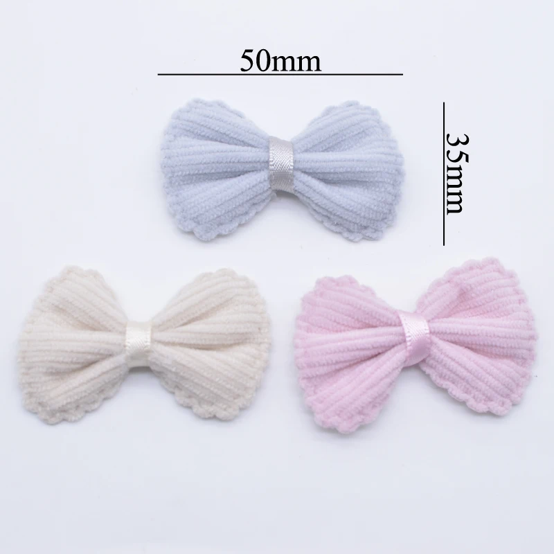 20Pcs 50*35mm Padded Cloth Bow Tie Applique for DIY Clothes Hat Headwear Gloves Leggings Socks Sewing Patches Decor Accesoories