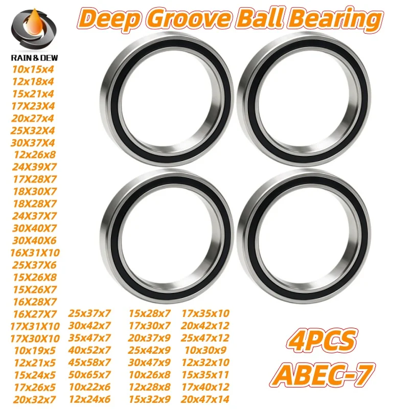 4Pcs 6706RS Bearing 30x37x4 mm Ultra-Thin Deep Groove Ball Bearings 6800 6801 6802 6803 6804 6805 6900 6901 6902 6903 6000 6001