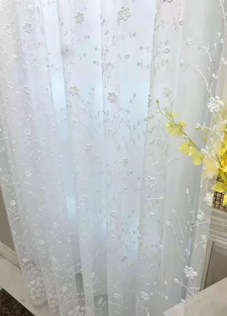 New Pastoral Style Flower Clusters and Exquisite Small Floral Gauze Curtains for Living Room and Bedroom Curtains