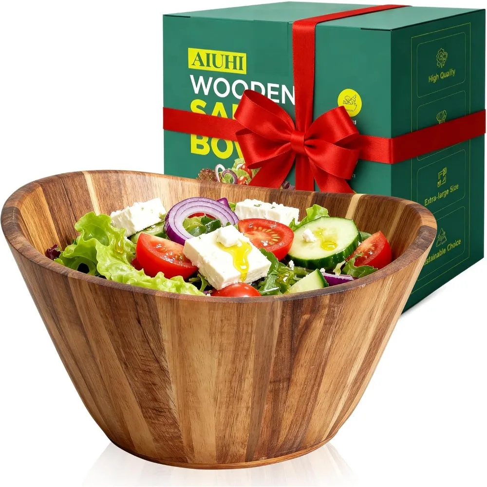

12" Acacia Wood Serving Bowl - Christmas Gift, Stunning Grain, Perfect for Gatherings, Kitchen Decor, Salads & Snacks