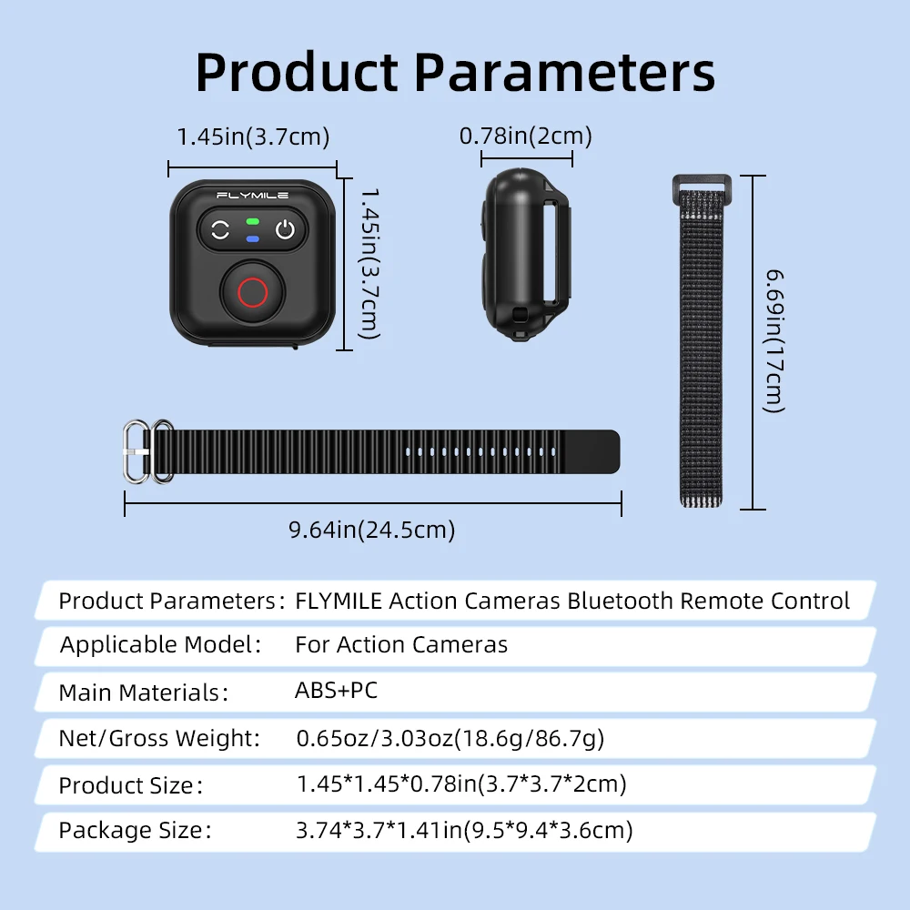 Flymile Wireless Action Camera BT5.3 Selfie Remote Control With Wrist Strap Support For Insta360 Gopro Action Camera IOS&Android - view 6