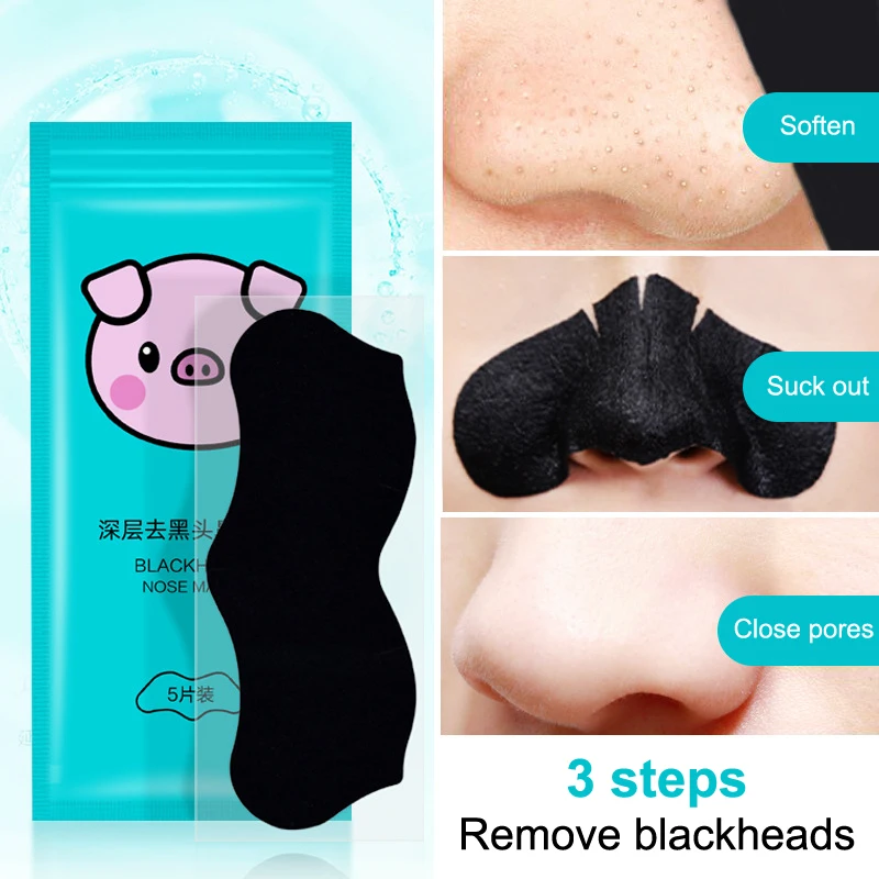 5PCS Blackhead Removal แถบจมูกสิว Magic การดูดซับที่มีประสิทธิภาพ Mite Remover ทําความสะอาดลึก Pore หดตัวผิวเรียบเนียน