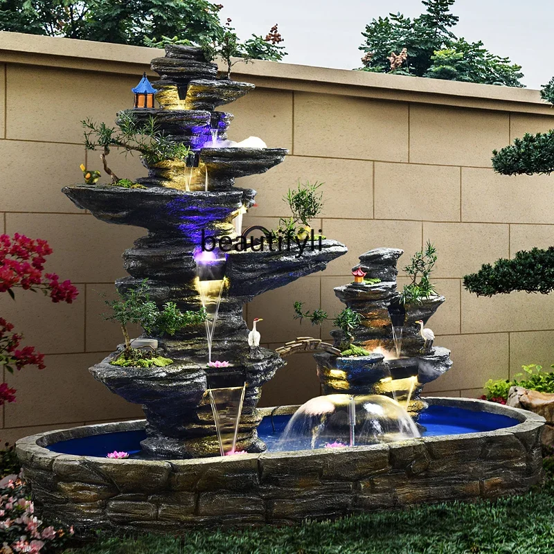 Large rockery, flowing water fountain, water feature living room indoor feng shui wheel ornament floor-to-ceiling landscaping