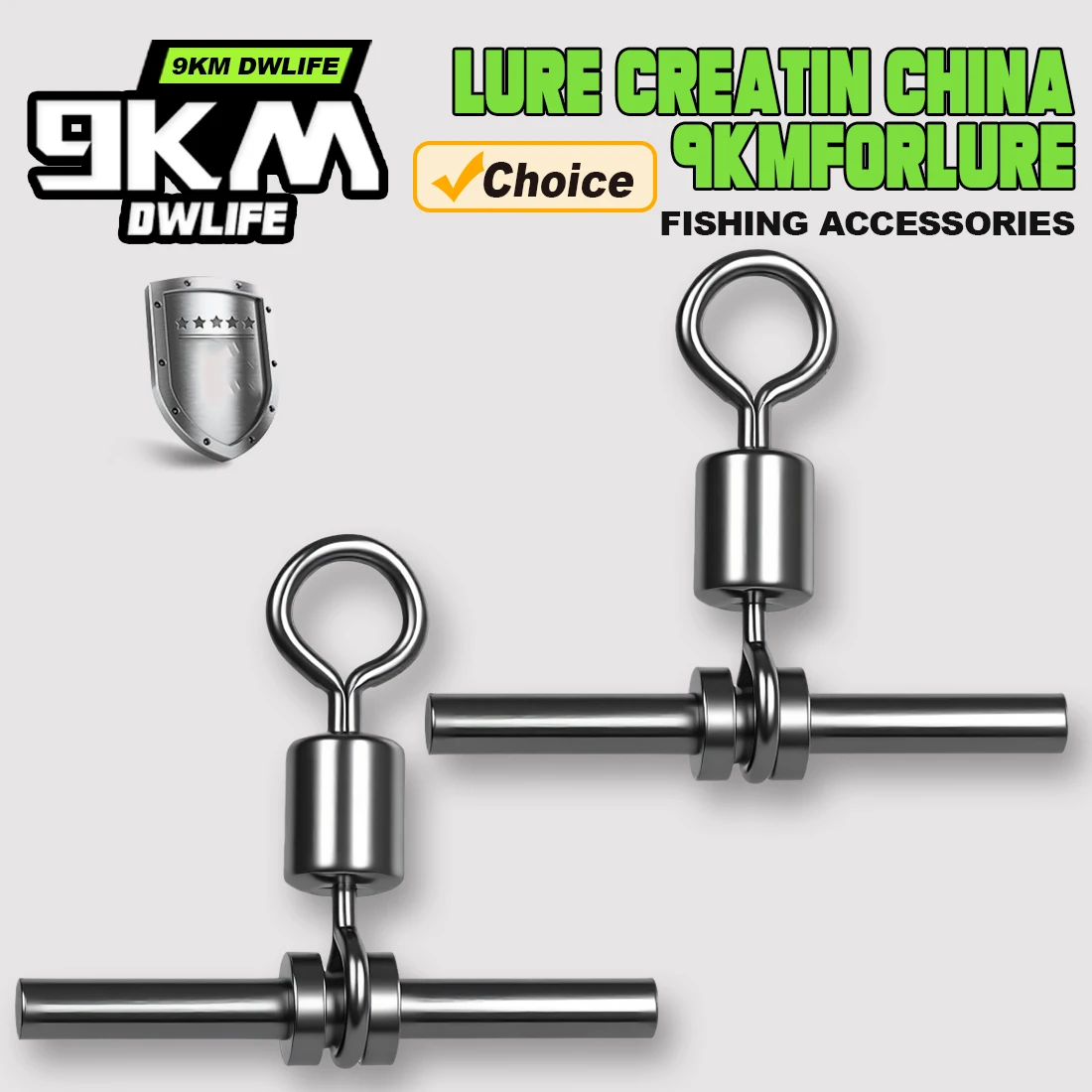 9KM 25Pcs 3 Way Swivels Fishing Cross Line Crimp Rolling Swivel Connector T-Shape Crimp Sleeve Swivels Fishing Saltwater