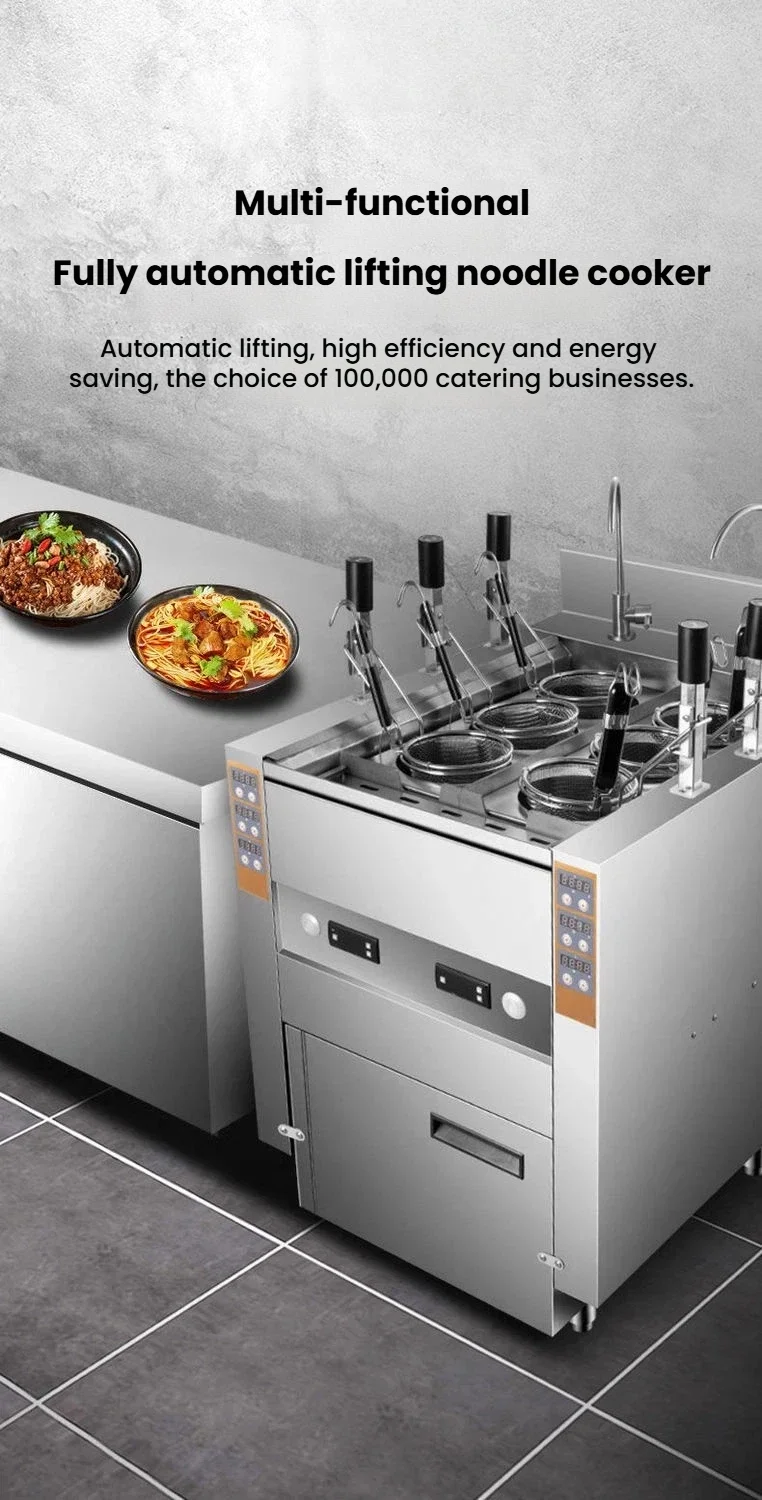 Commercial Auto Lift Noodle Cooker 3/6/9 Pots, Independent Timer Setting, Dry Burning Prevention, Fast Heating