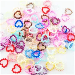 200Pcs Mixed Heart Circle Acrylic Plastic Spacer Beads Charms 11mm