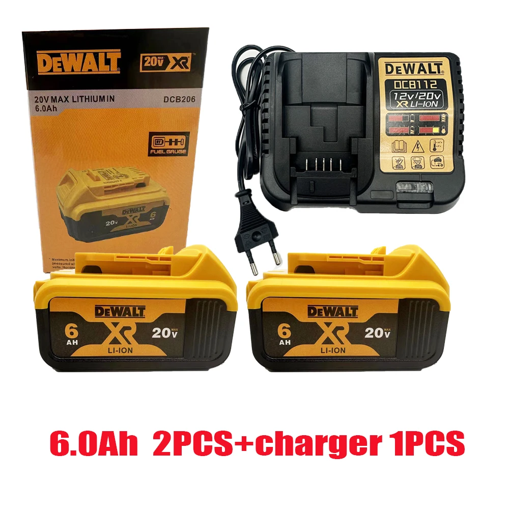 merk 100% originele Dewalt 20V batterij, 6AH oplaadbare lithium-ionbatterij, Dewalt DCB200 vervangende batterij voor elektrisch gereedschap