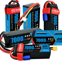 DXF 2PCS 2S 3S 4S 6S Lipo Battery  7.4V 11.1V 14.8V 7000MAH 100C For 1/8 1/10 Buggy Truggy Truck Off-Road  Boat  four drive