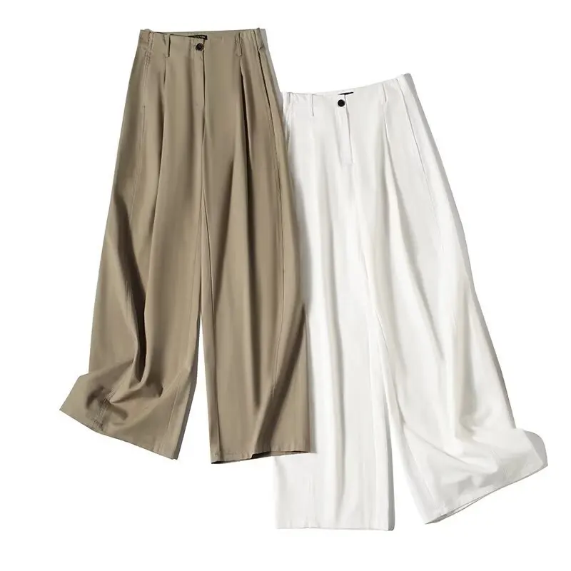 European and American women's clothing 2025 autumn new style fashionable simple temperament commuter style wide-leg trousers