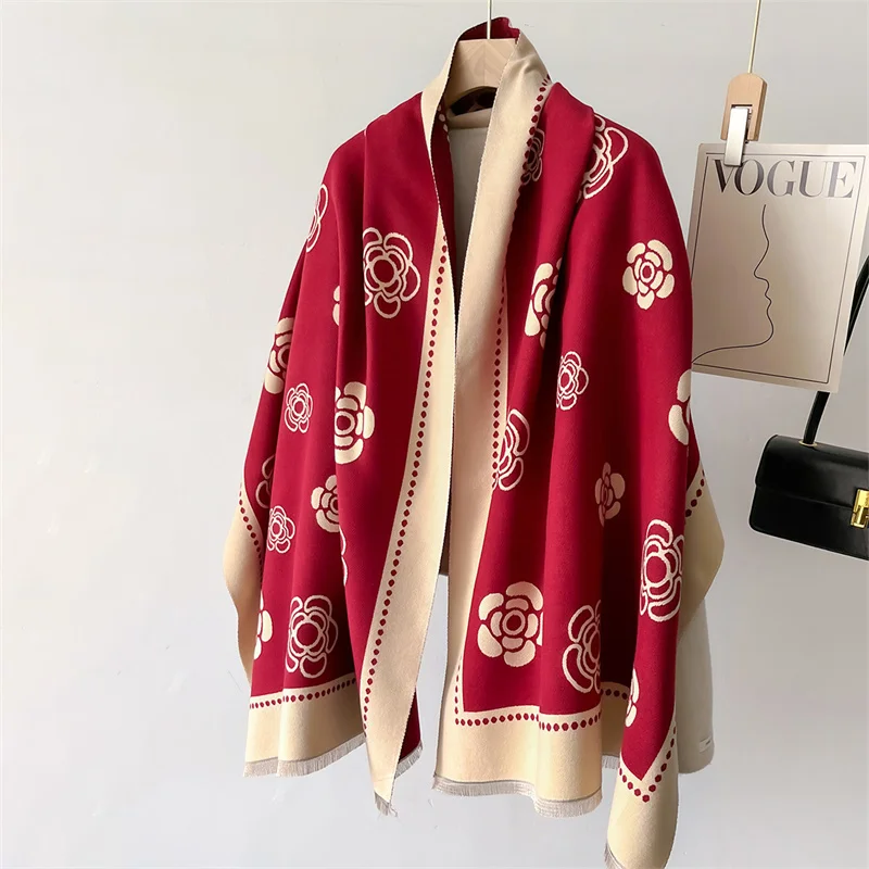 Women Winter Cashmere Scarf 2024 Floral Pashmina Luxury Brand Shawls and Wraps Bufanda Hijab Travel Stoles Echarpe Warm Blanket