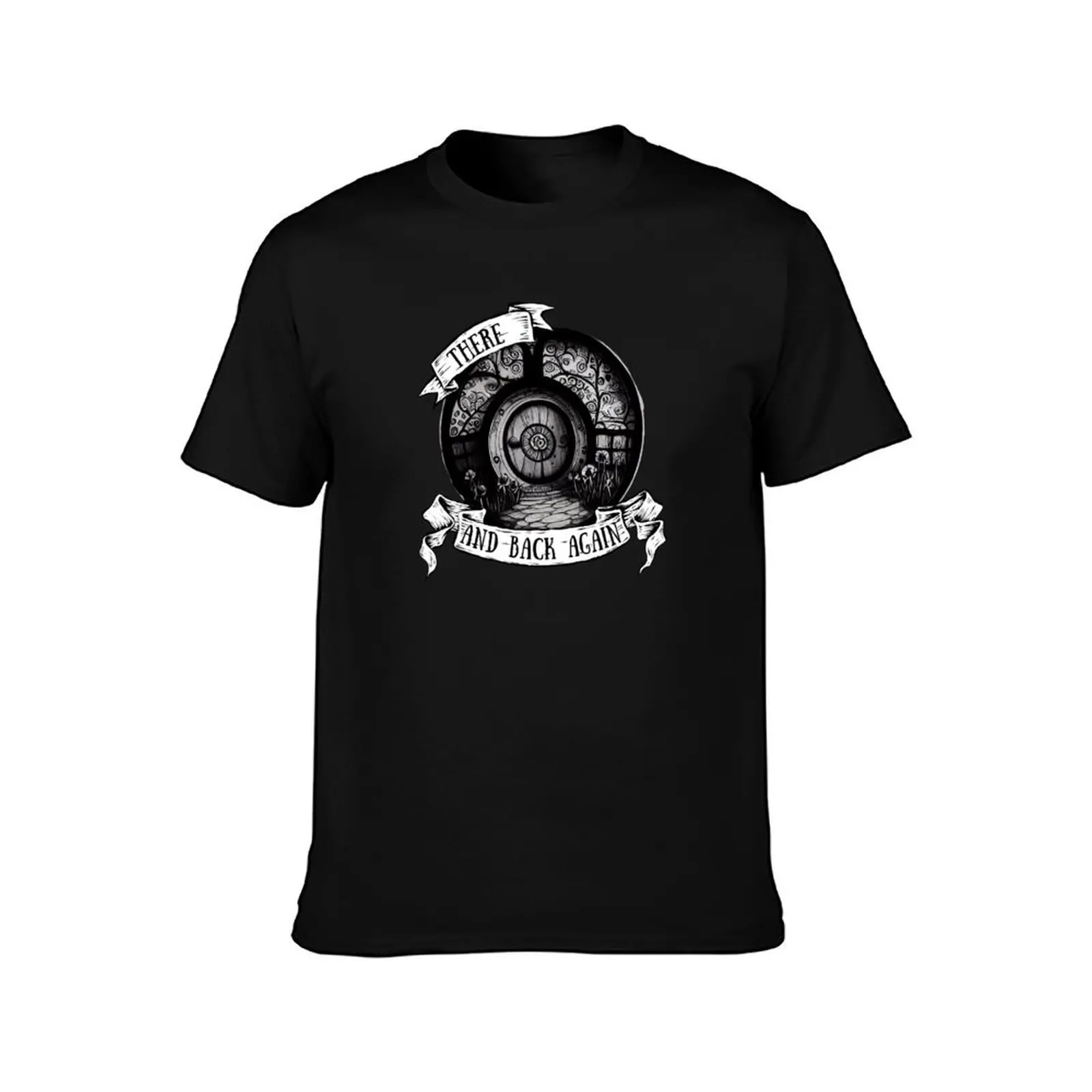 There and Back Again III - Round Door - Black and White - Fantasy T-Shirt Cool Feeling Summer Tee Shirt T-Shirt