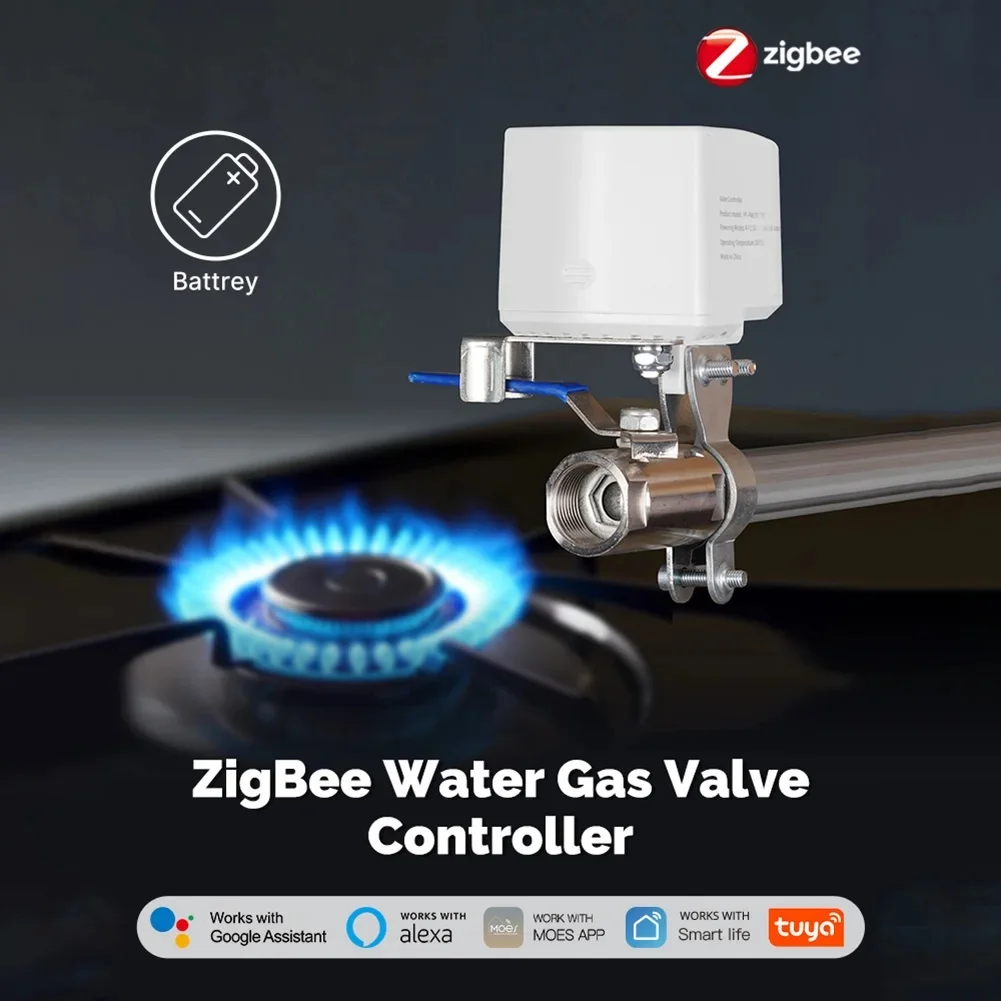

Tuya ZigBee Smart Battery Water Gas Valve Controller Work With Alexa and Compatible with Google Home Automatic Gas Water Heater