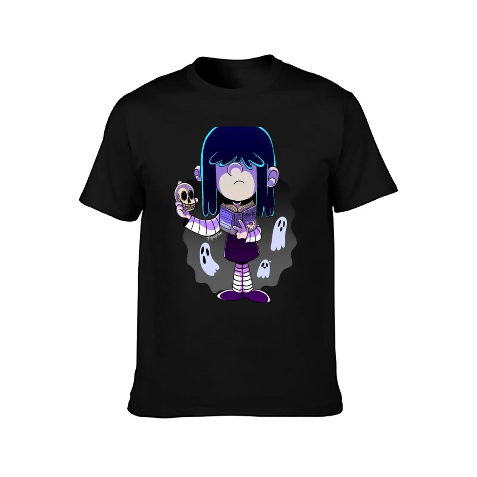 ラウドハウスルーシーラウドとスペルブックとスカル Tシャツメンズ tシャツ綿 100% 男の tシャツ高級