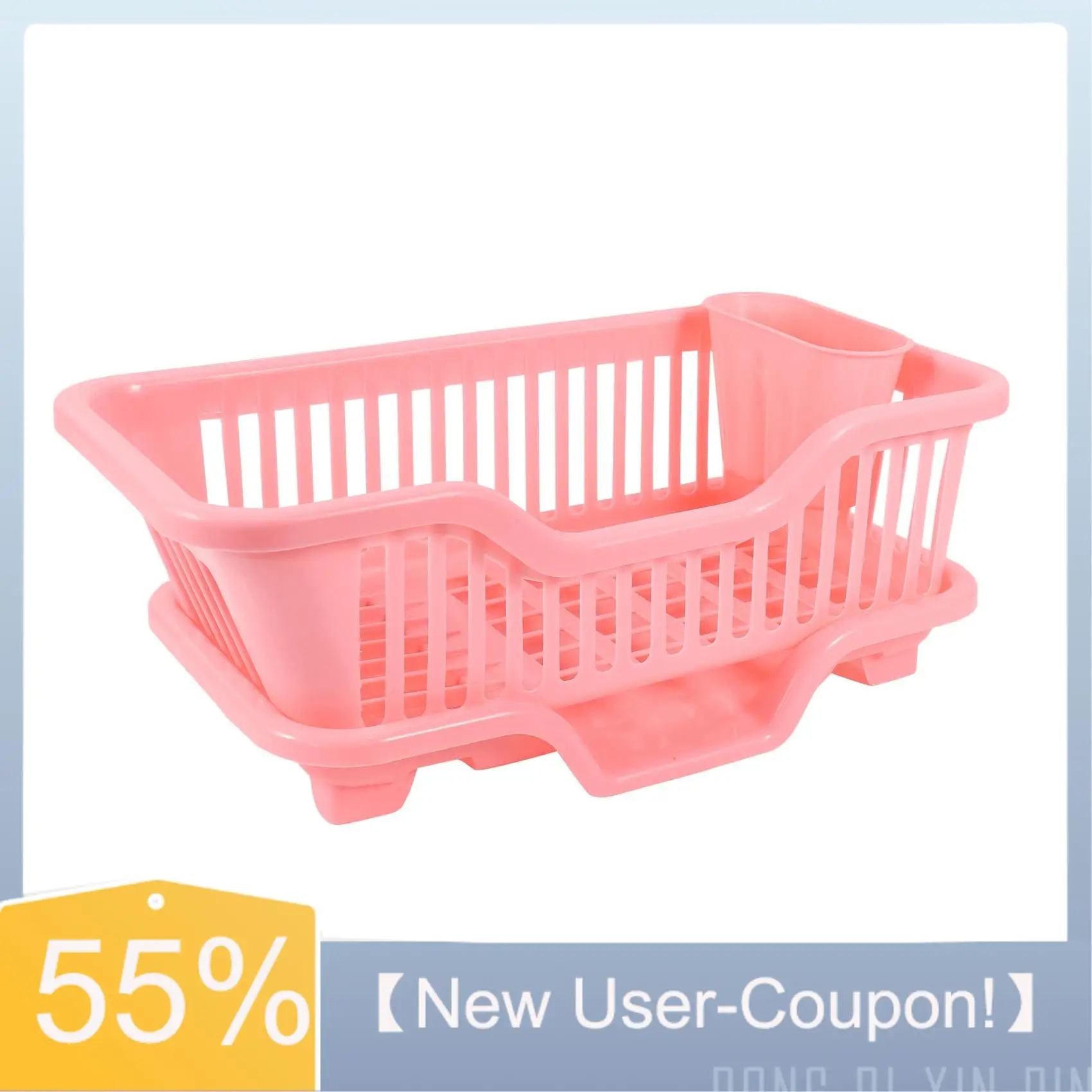

【Fast Delivery】Environmental Plastic Kitchen Sink Dish Drainer Set Rack Washing Holder Basket Organizer Tray, Approx 17.5 X 9.5