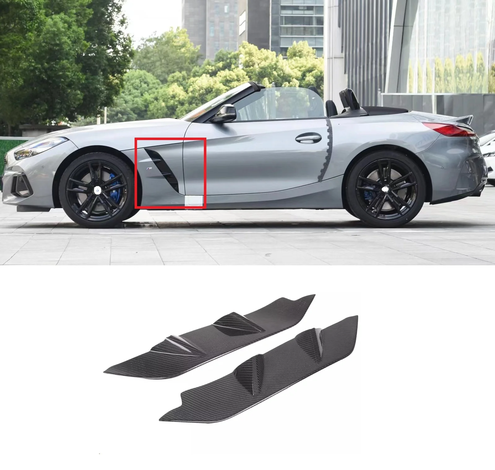 Real Carbon Fiber Car Front Side Door Fender Cover Trim Fit For BMW Z4 G28 2017-2020