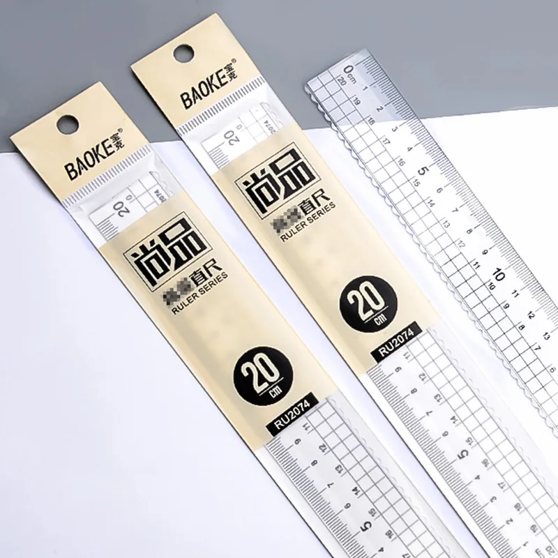 1pcs Ruler 20cm Simple Transparent Acrylic Rulers Ruler Square Ruler Cute Stationery Drawing Office School Supplies Drawing Tool