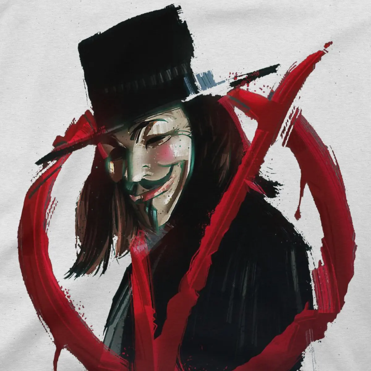 Oil Painting Men\'s T Shirt V For Vendetta Novelty Tees Short Sleeve Crew Neck T-Shirt Cotton Printing Clothing