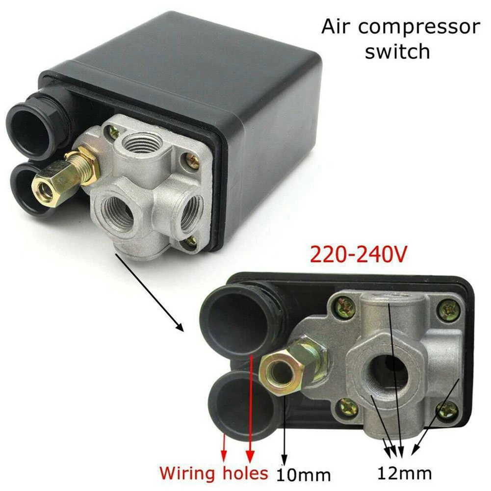 Air Compressor Pressure Switch 90-120psi Automatic air pressure switch 4Port Manifold Electric Air Compressors Tool Accessory