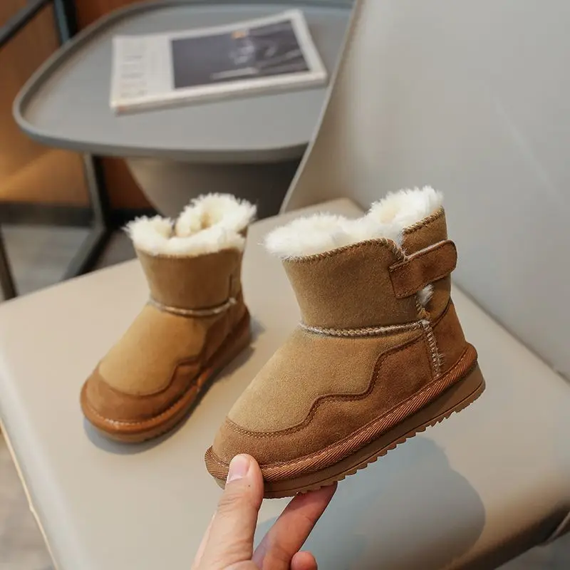 

Fashion Kids Winter Snow Boots Fleece Lined Cotton Short Boots for Girls Warm Non Slip Toddler Shoes