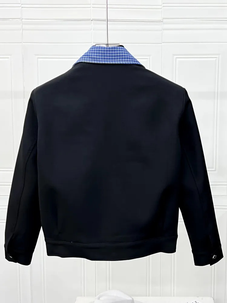 Mens Casual Jacket Outerwear Fashion Colors Panelled Fake Two Pieces Short Coat Spliced Diamond Inlaid Turndown Collar Jackets
