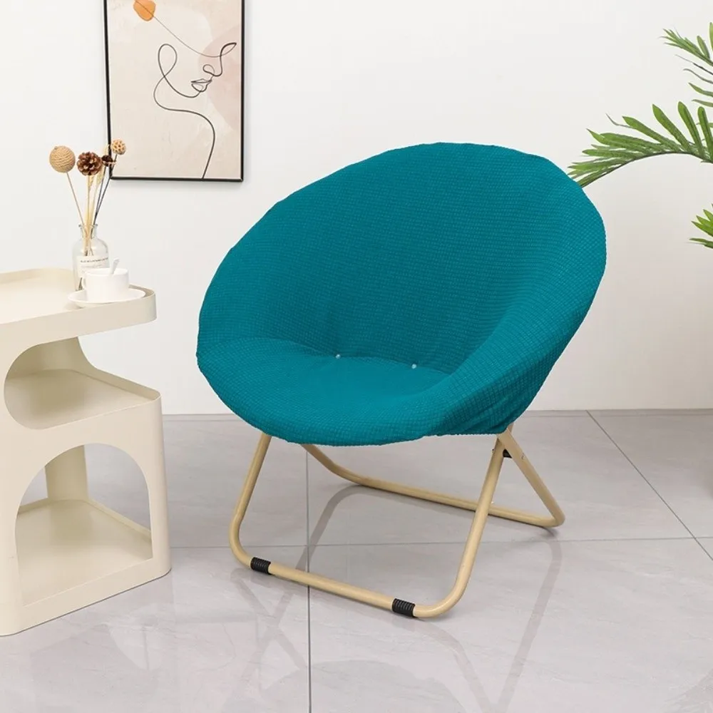 Universal Solid Color Saucer Chair Cover Round Jacquard Moon Saucer Chair Protector Knitted Camping Seat Cover Fit Outdoor Chair