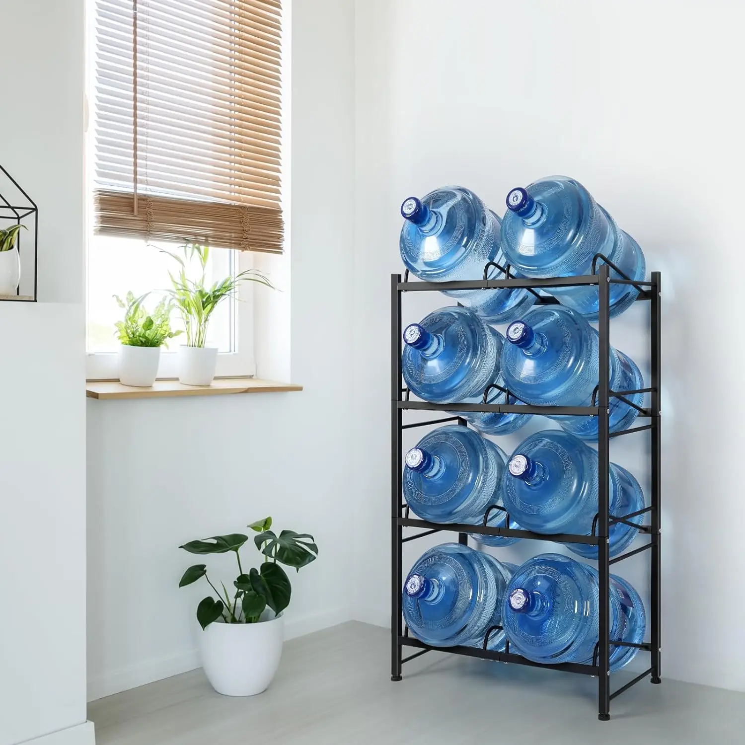 

4 Tier Water Jug Holder w/ 8 Slots Heavy Duty 5 Gallon Water Bottle Storage Rack