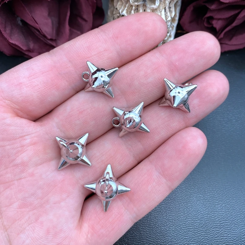 4szt 15 * 13mm 3D Punk Thorns Solid Ball Charms Spike Morning Star Pendant Designer Charms Fit Jewelry Making DIY Jewelry Finding — zdjęcie 5