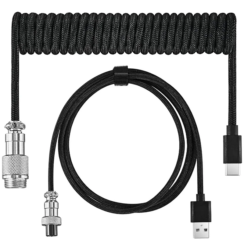 3m Type C Mechanical Keyboard Coiled Cable USB Wire For Mechanical Keyboard Desktop Aviation Connector For Gaming Coiled Cable