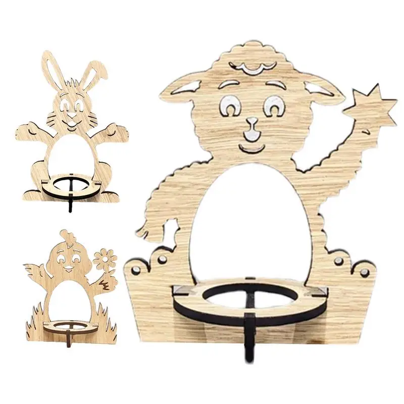 Wooden Egg Holders Animal Design Egg Cup Easter Display Rack Easter Egg Stand Holder for Fireplace Home Desktop Bedroom