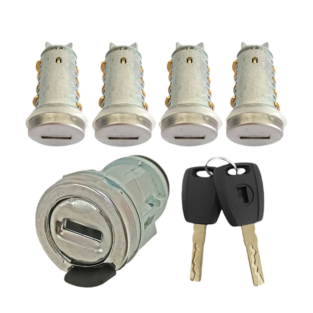 

Replacement Full Lock Set Ignition Door Lock Cylinder 2 Keys Auto Accessory for Fiat