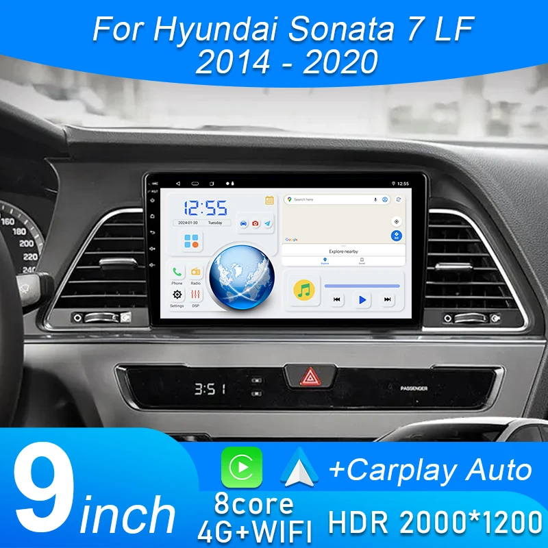 

Автомобиль Android 15 для Hyundai Sonata 7 LF 2014 2015 2016 2017-2020 Мультимедийный плеер Высокопроизводительный процессор без сенсорного экрана DVD 2din