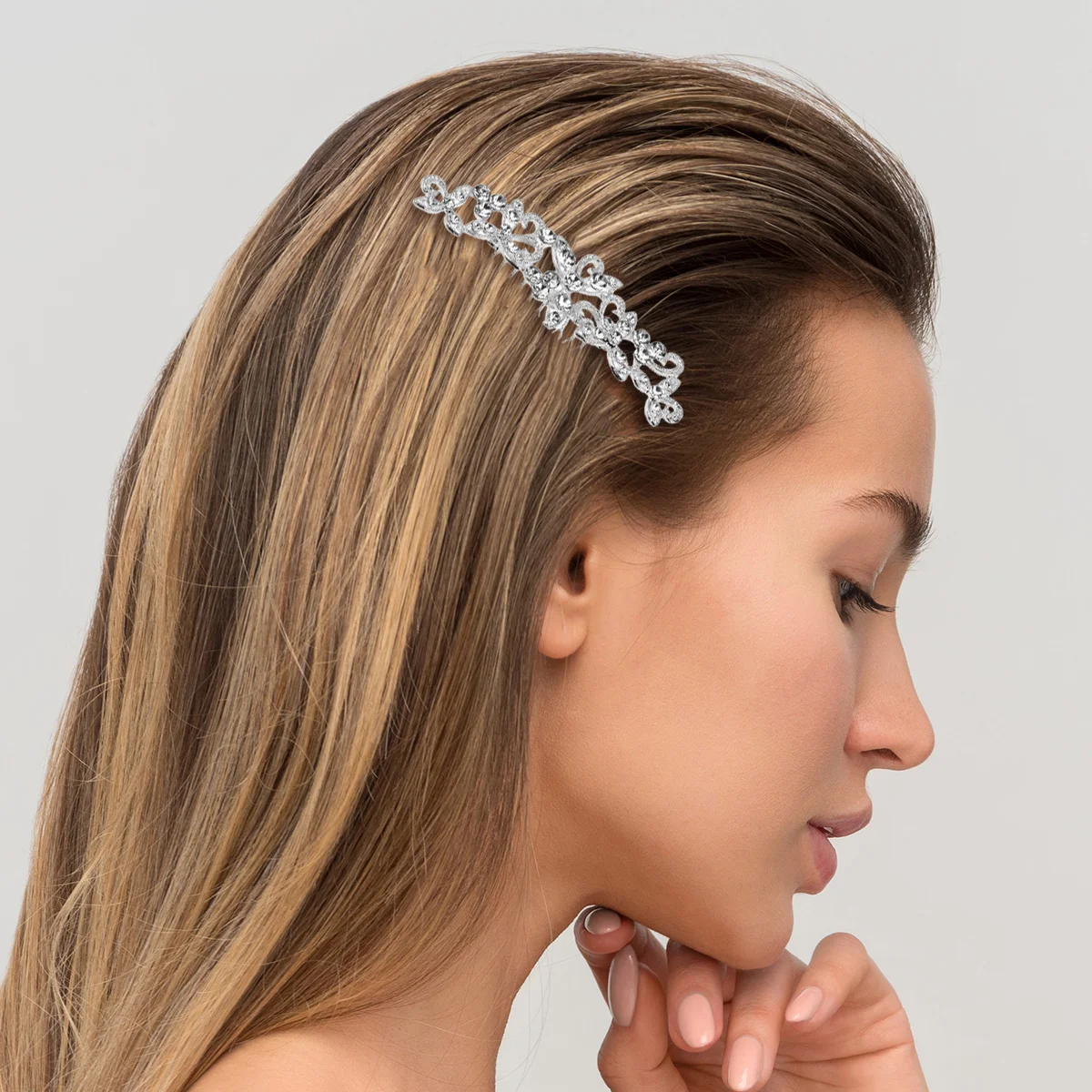 Peine para peinar el cabello, tocado de novia elegante con diamantes de imitación para boda, accesorios de peinado Updo para mujeres y niñas