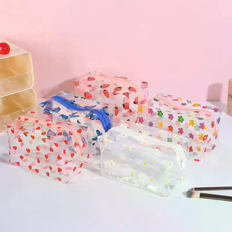 حقيبة مكياج شفافة بتصميم إبداعي للنساء، منظم حقيبة حلوة، حقيبة مستحضرات تجميل لطيفة ذات سعة كبيرة، حقيبة أحمر شفاه محمولة #4