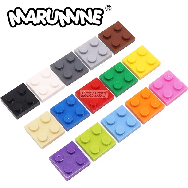 MARUMINE 300PCS 2x2 Plate DIY Building Blocks Create Toys MOC Educational Bricks Parts Compatible with 3022 For Kids Learning