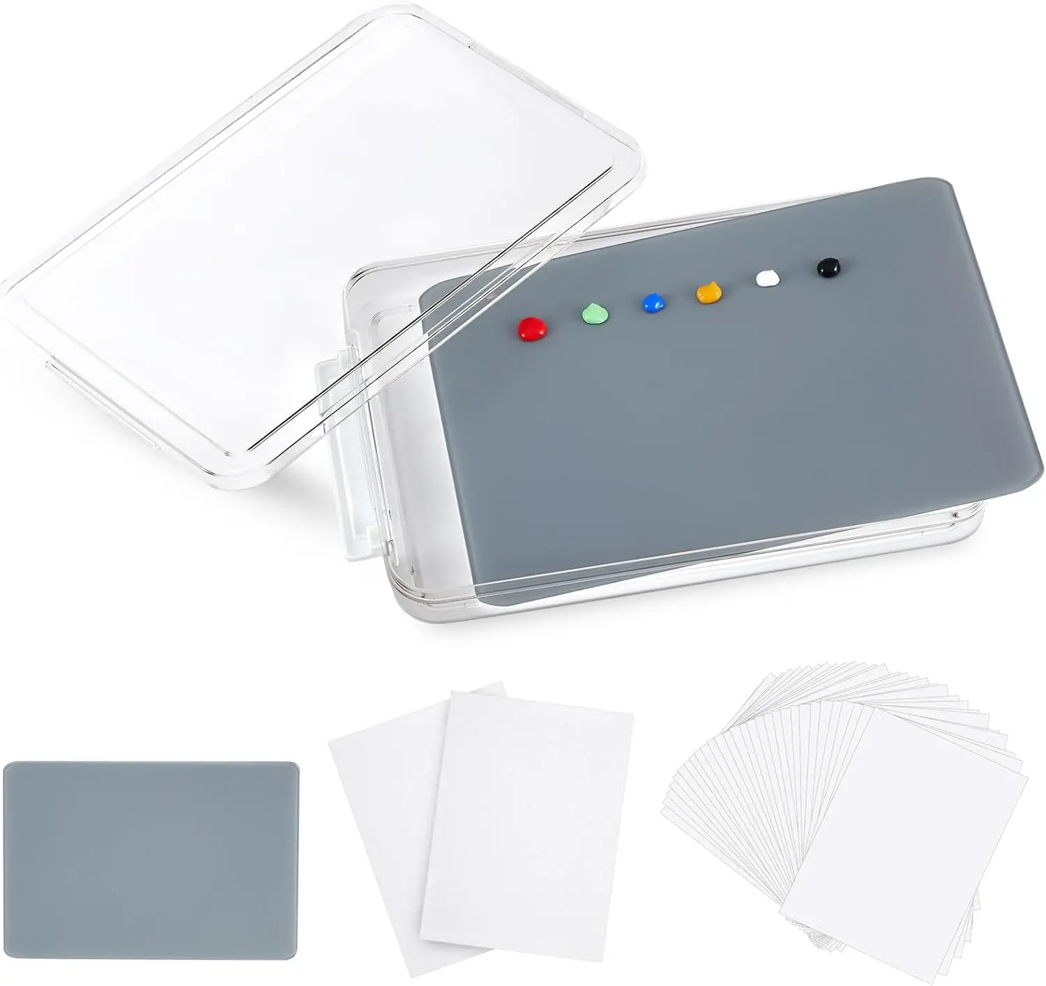 

1 Pcs 9 x 12 Inch Neutral Grey Tempered Glass Palette for Oil Painting Airtight Stay Wet Palette Container and 40 Sheets