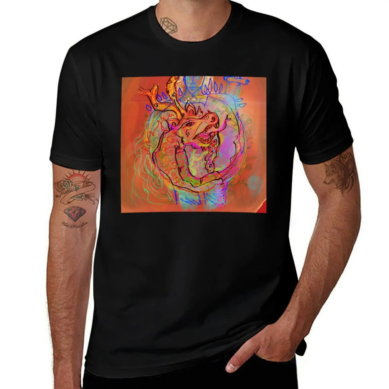 Dragon Shield T-Shirt Basic Simple Design Short Sleeve Shirt T-Shirt