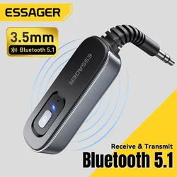 Essager Bluetooth 5,1 transmisor receptor de Audio 3,5 MM 3,5 AUX con micrófono estéreo música adaptador inalámbrico para PC TV altavoces de coche