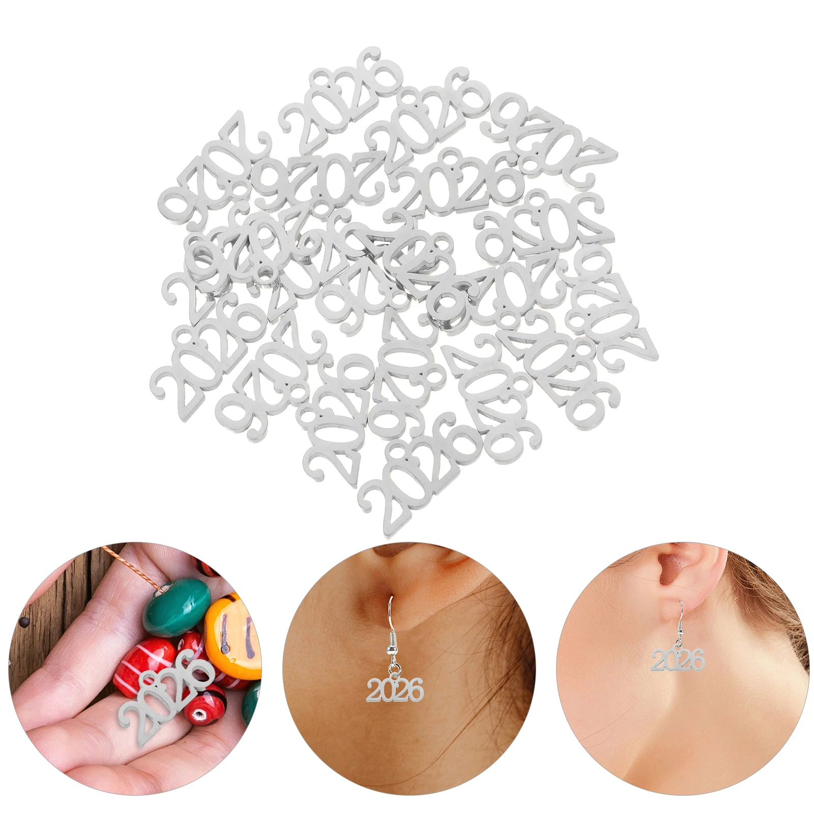 

20pcs Souvenir Pendant Charms Jewelry Making Kit Stainless Steel Durable Unique Number Design DIY Necklace Bracelet Keychain