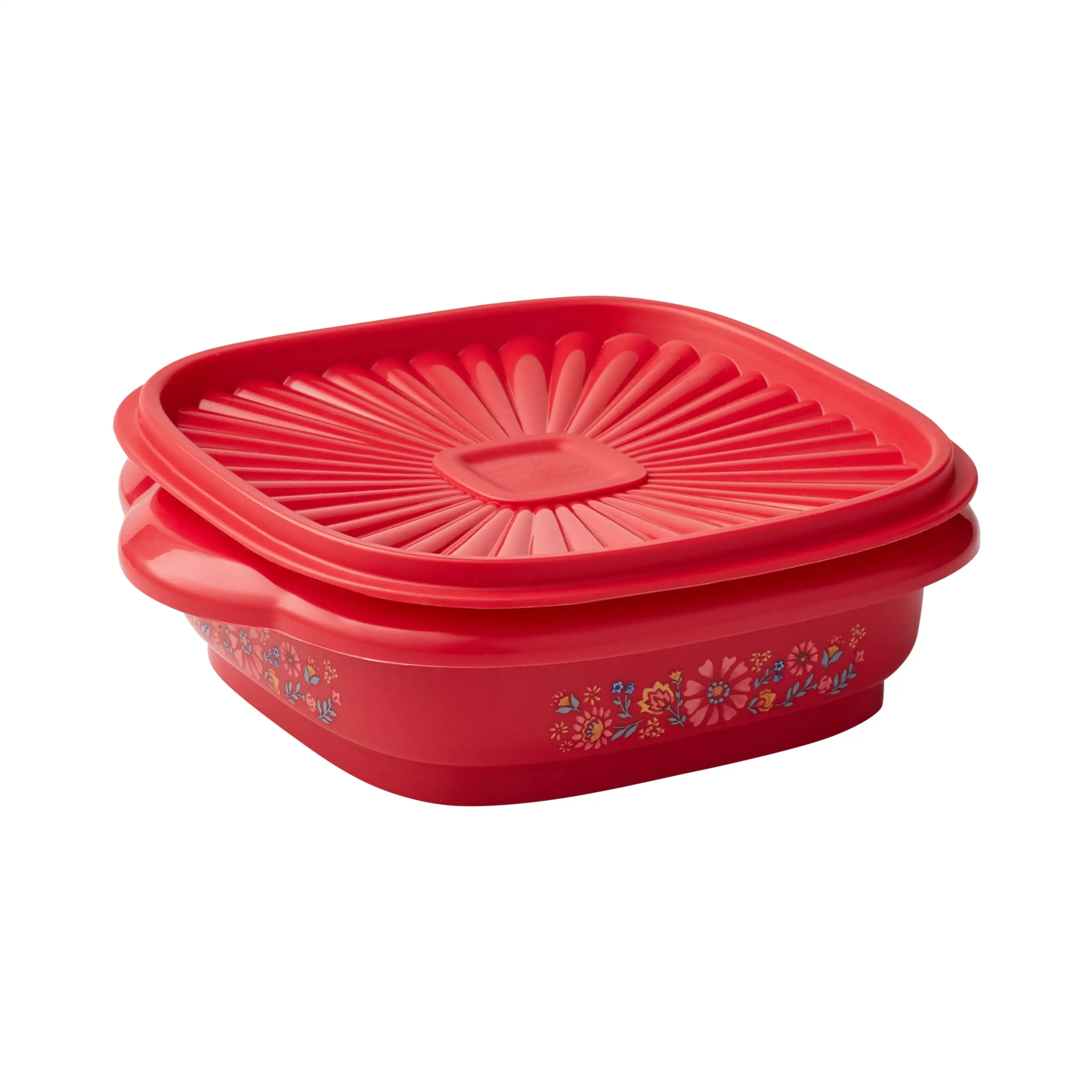 

3-Cup Capacity Plastic Food Storage Container with Lid, Red/Floral