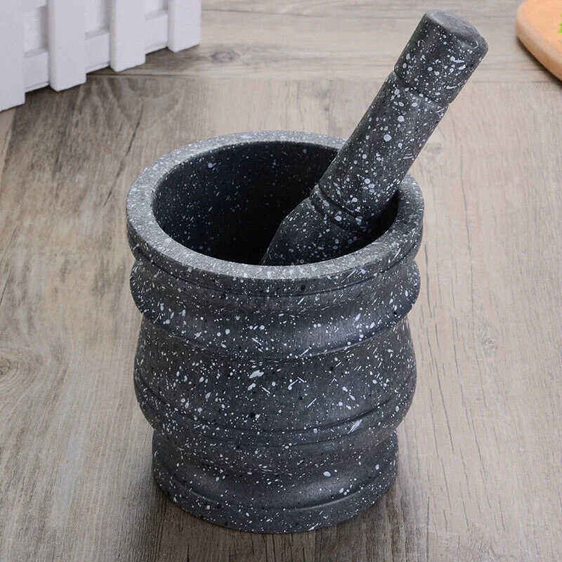 Granite Pattern Pestle Set Stone Herb Spice Grinder Solid Grinder Cooking Set